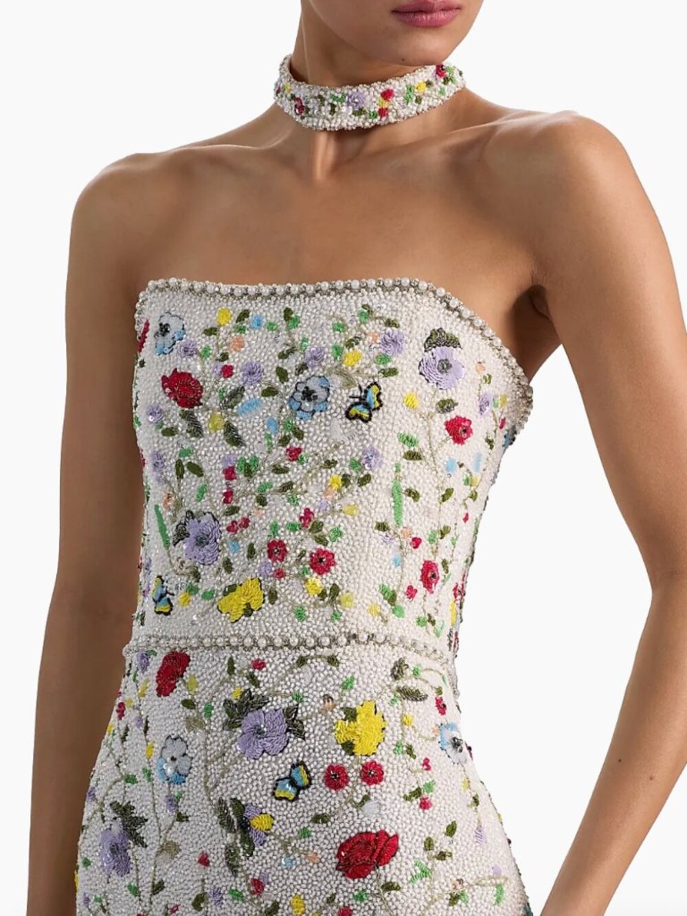 Georgie Embellished Strapless Beaded Gown & Collar by Alice & Olivia - Picture 6 of 8